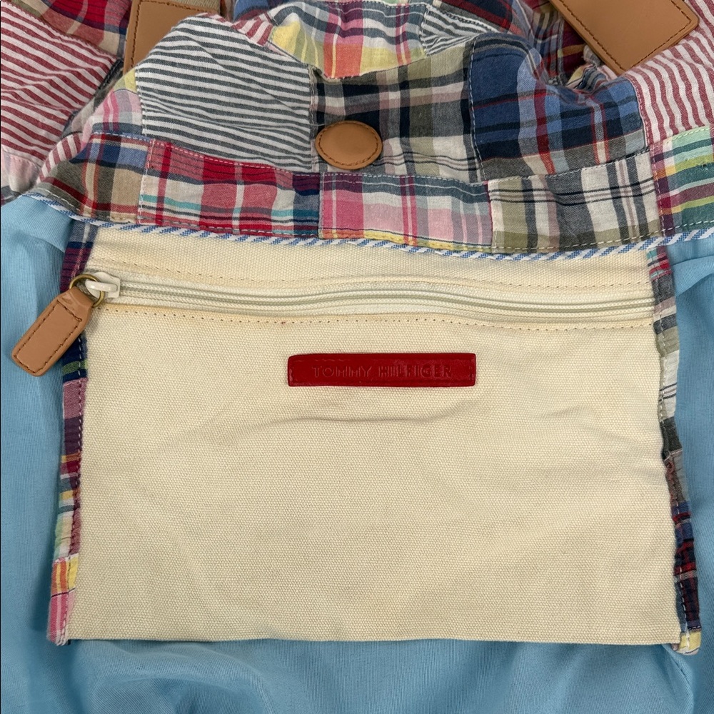 Tommy Hilfiger Bag Purse Shoulder Tote Multicolor Patchwork Preppy Summer Beach - Picture 5 of 12